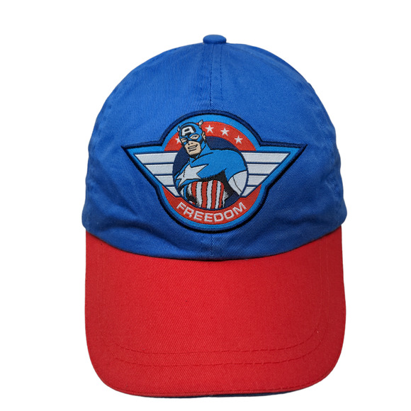 Marvel Men's Slideback Hat Blue Red Adjustable Embroidered Captain America Logo - Picture 1 of 10
